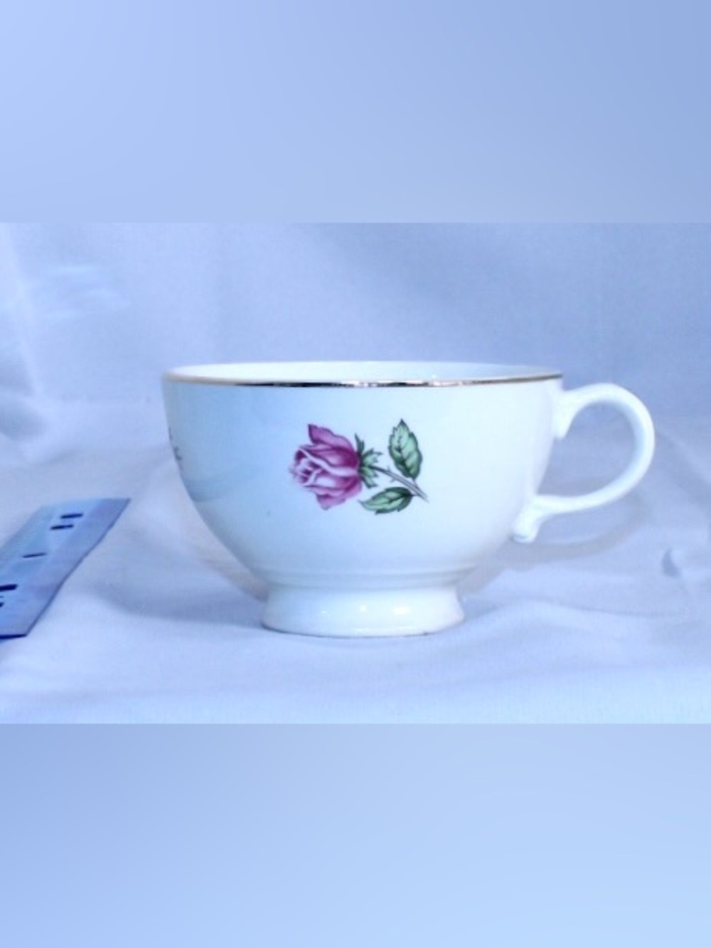 Vintage Fine Bone China Teacup with Pink Rose.